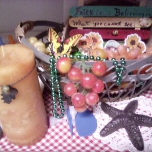 Decorative Wicker Basket with Red and Green Accents